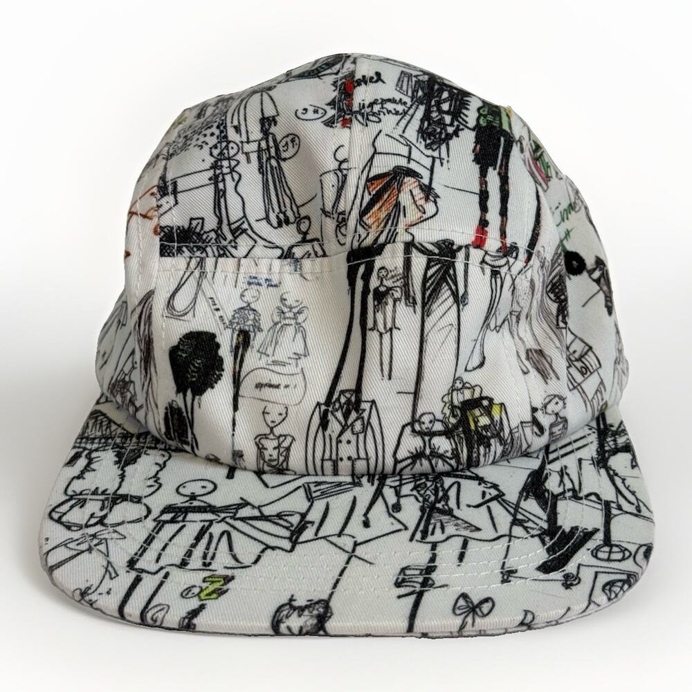 Rare Viktor & Rolf Fashion Artists 25 Years Exhibition Camp Hat Sketch Print Cap